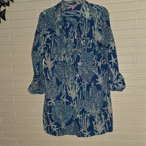 Lilly Pulitzer Blue and White Starfish Print Tunic
